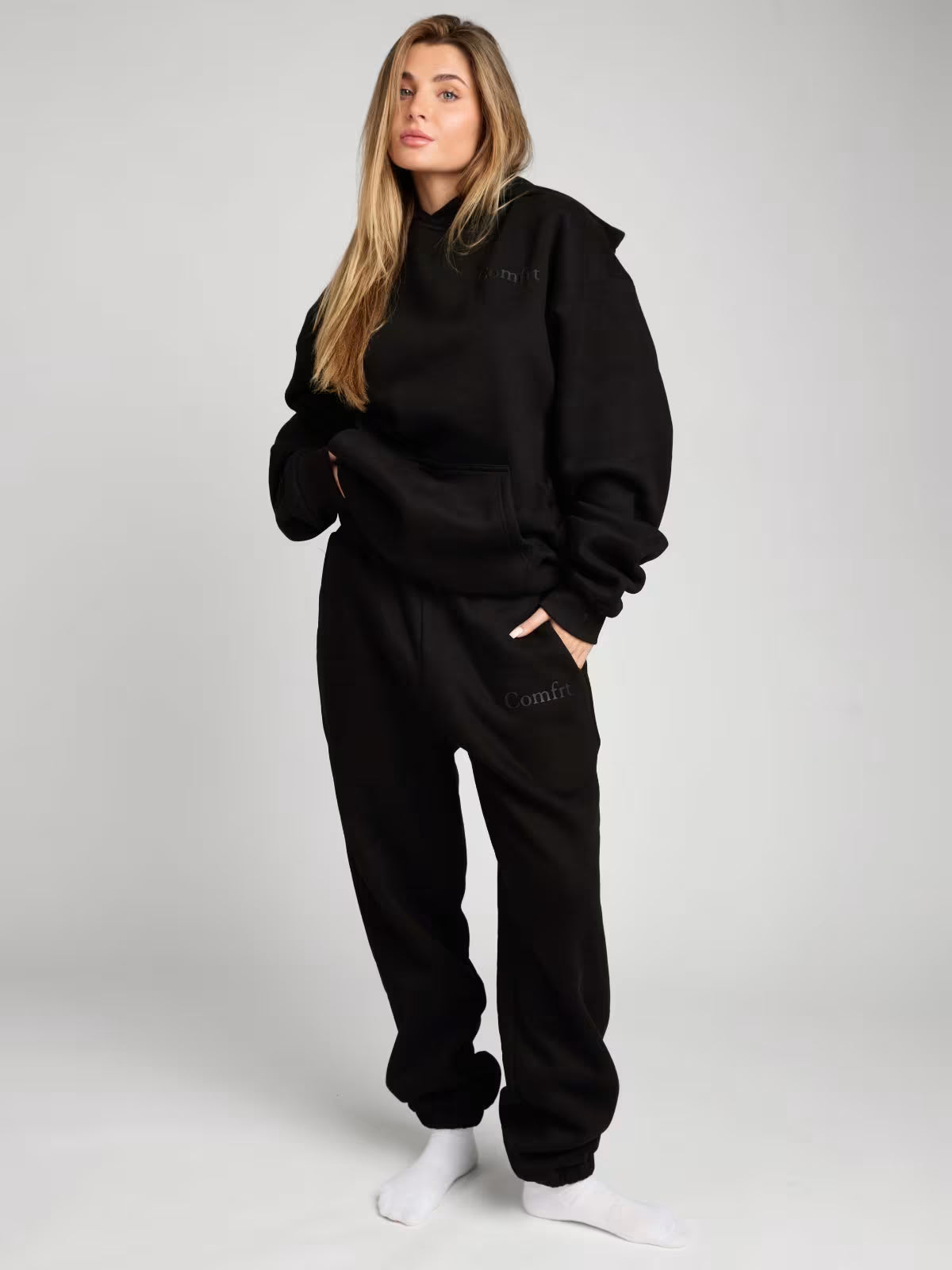 Comfrt Tops Comfrt Minimalist Hoodie In Obsidian