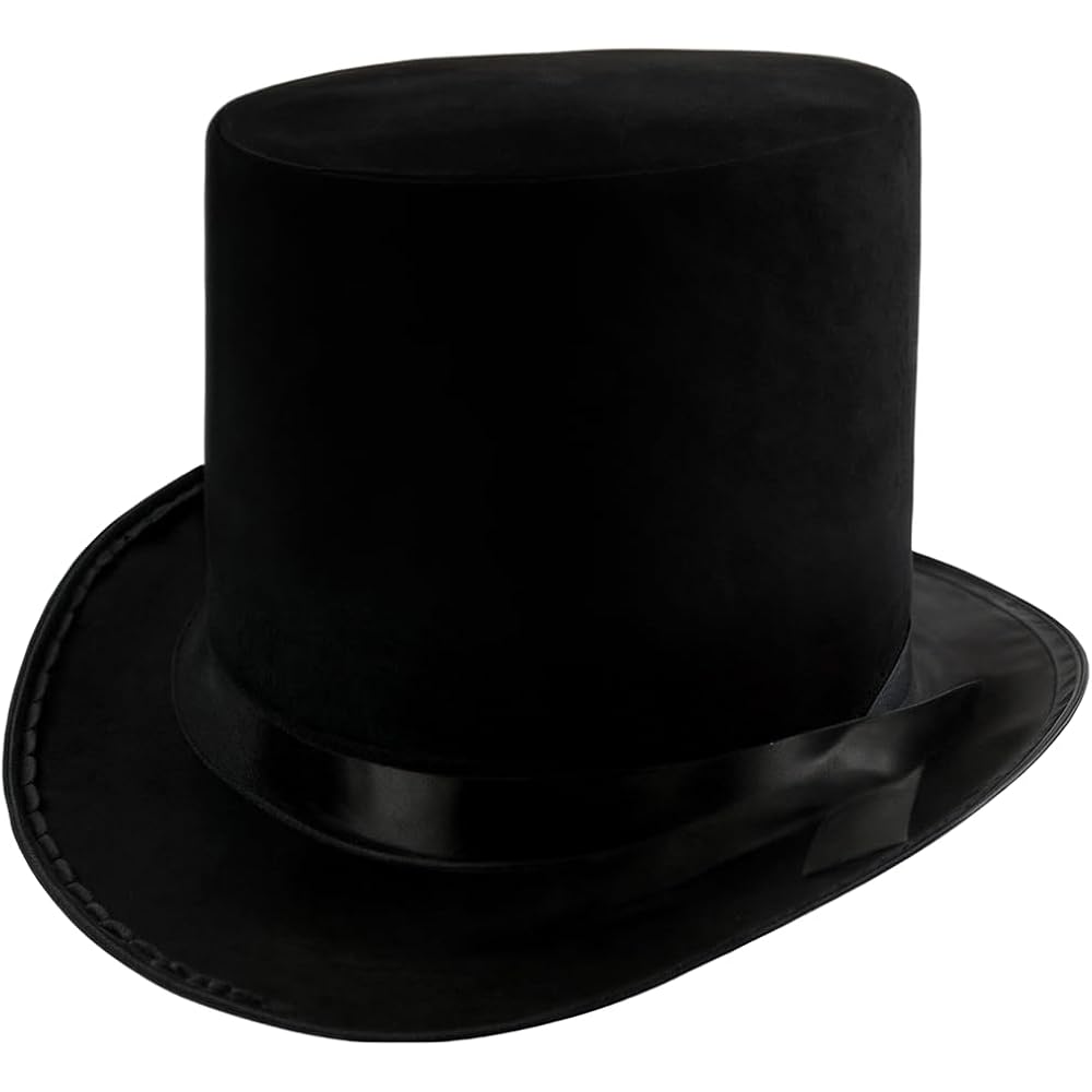 Funny Party Hats Black Top Hat - Victorian Hat for Men - Felt Tuxedo Costume Hat - Coachman Hat - Dress Up Hat