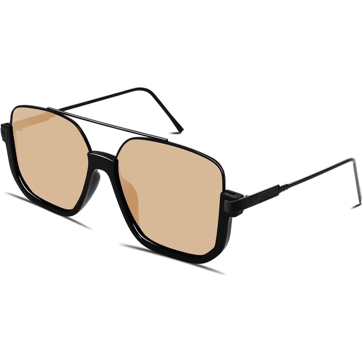 Retro Oversized Aviator Sunglasses For Women Men Square Double Bridge Pilot Sun Glasses Trendy Shades