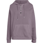 Women’s Button Collar Hoodie – Casual Long Sleeve Pullover Sweatshirt