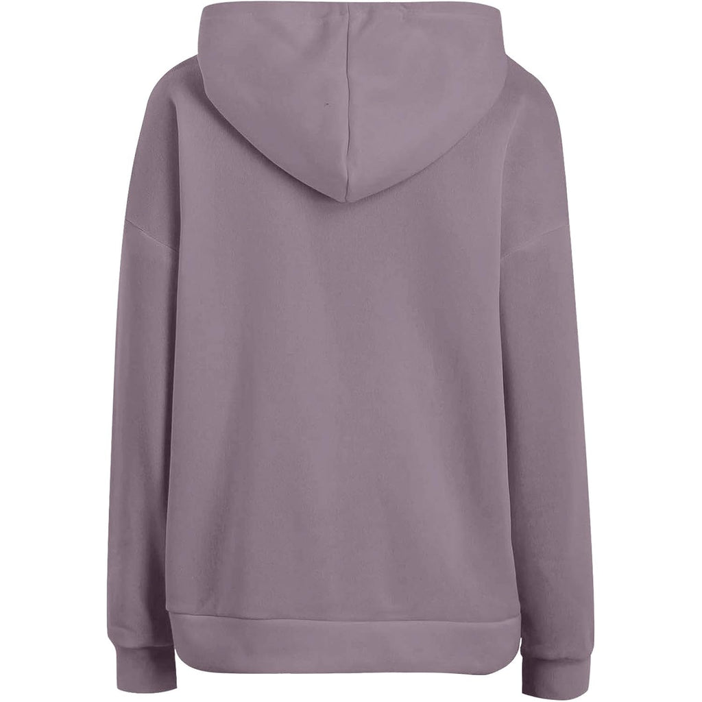 Women’s Button Collar Hoodie – Casual Long Sleeve Pullover Sweatshirt