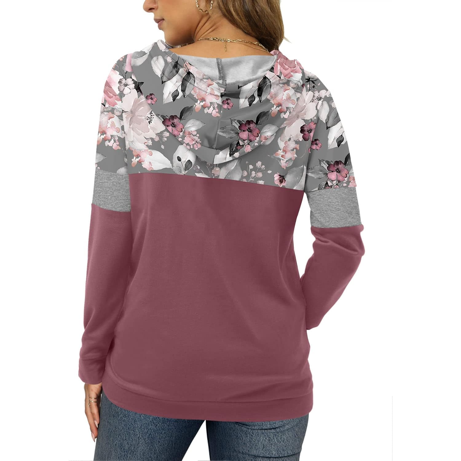 Women’s Camo Leopard Print Hoodie – Color Block Pullover Sweatshirt
