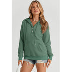 Women’s Button Collar Hoodie – Casual Drawstring Pullover Sweatshirt