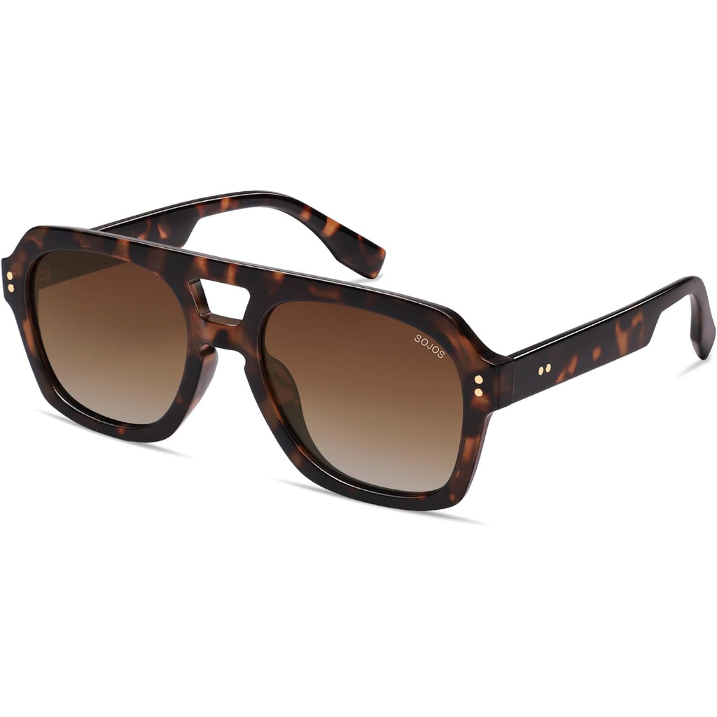 Sojos Retro Thick Polarized Aviator Sunglasses For Women Men, Large Trendy Bold Square Pilot Shades
