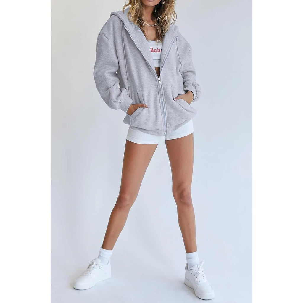 Women’s Y2K Zip-Up Hoodie – Casual Long Sleeve Track Jacket 2025