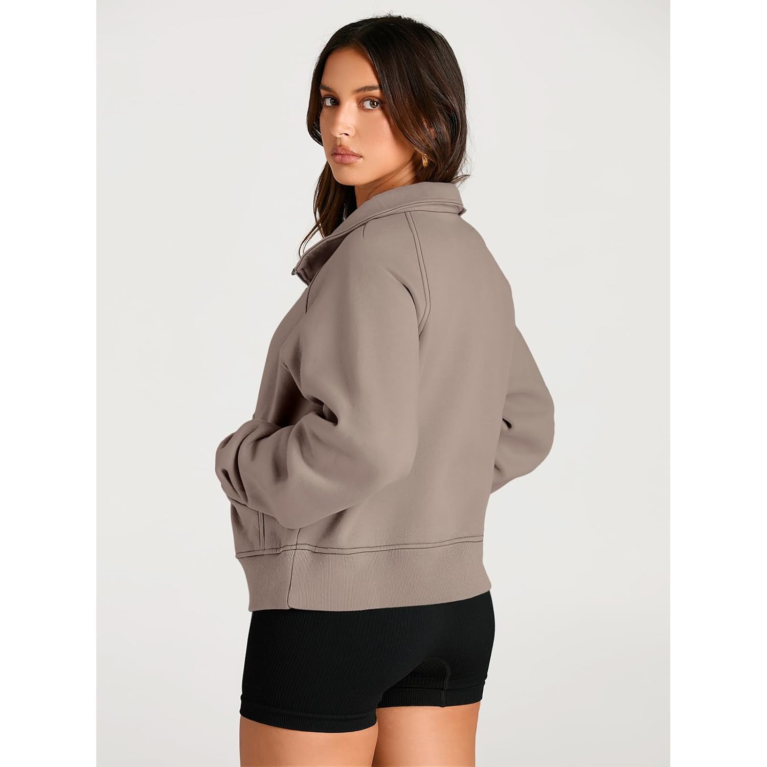 Women’s Half-Zip Cropped Hoodie – Fleece Pullover Sweatshirt
