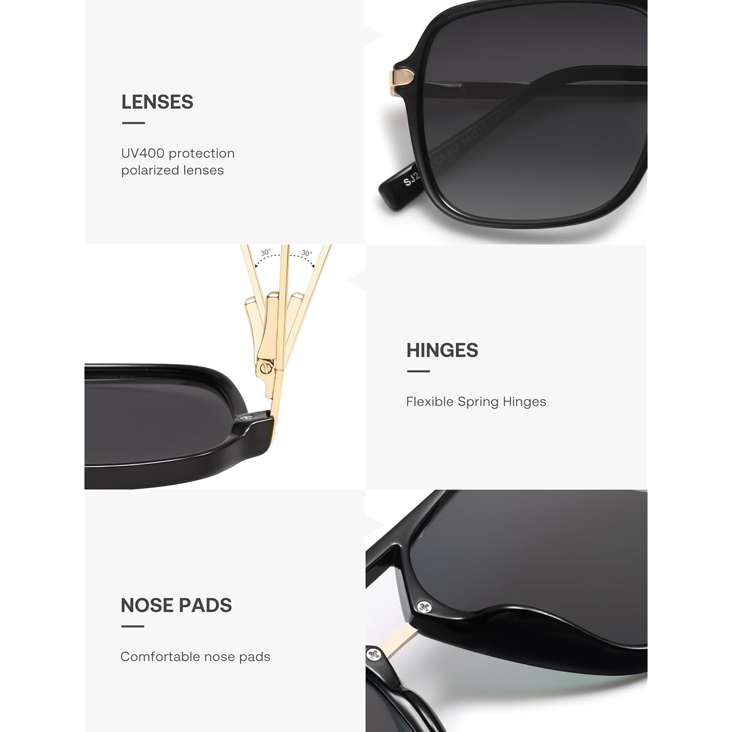 Sojos Sunglasses For Women & Men, Square, Retro, Polarized Lens, Trendy Aviator, Shades