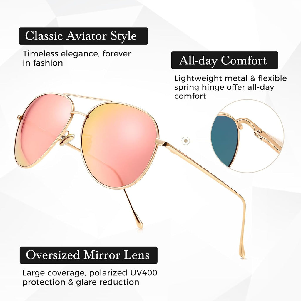 Sungait Women'S Lightweight Oversized Aviator Sunglasses - Classic Style Polarized Lens