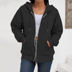 Women’s Oversized Zip-Up Hoodie – Casual Fall & Winter Sweatshirt