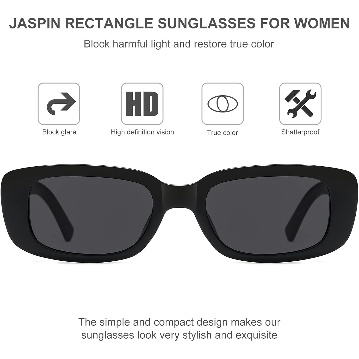 Jaspin Rectangle Sunglasses For Women Men Trendy Retro Sun Glasses Uv Protection Cool Square Frame
