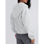 Women’s Cropped Zip-Up Hoodie – Fleece Long Sleeve Sweatshirt
