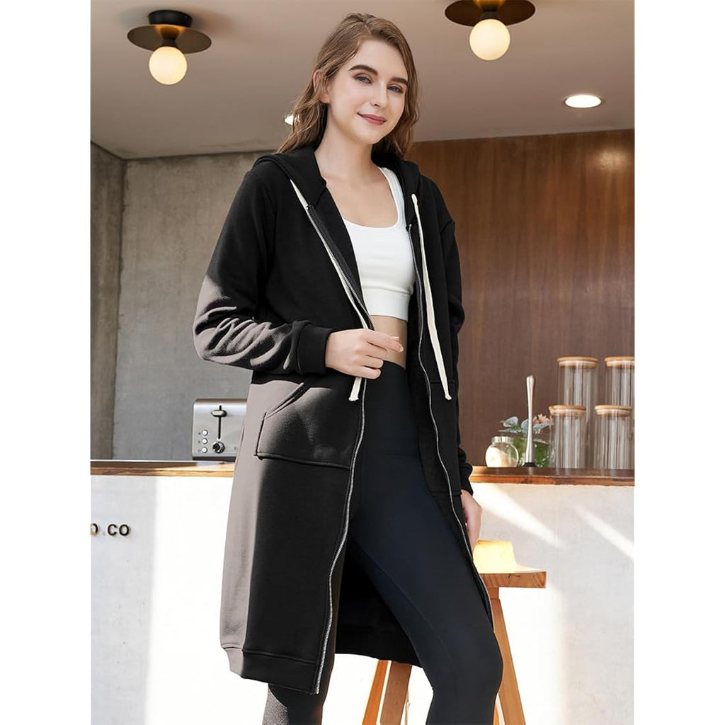 Women’s Zip-Up Fleece Hoodie – Oversized Long Sleeve Jacket