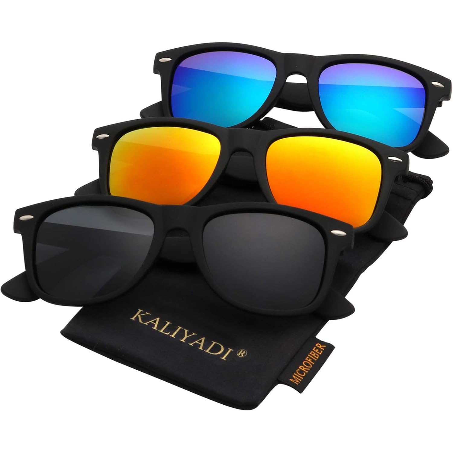 Kaliyadi Polarized Sunglasses For Men And Women Matte Finish Sun Glasses Color Mirror Lens Uv Blocking Pack)