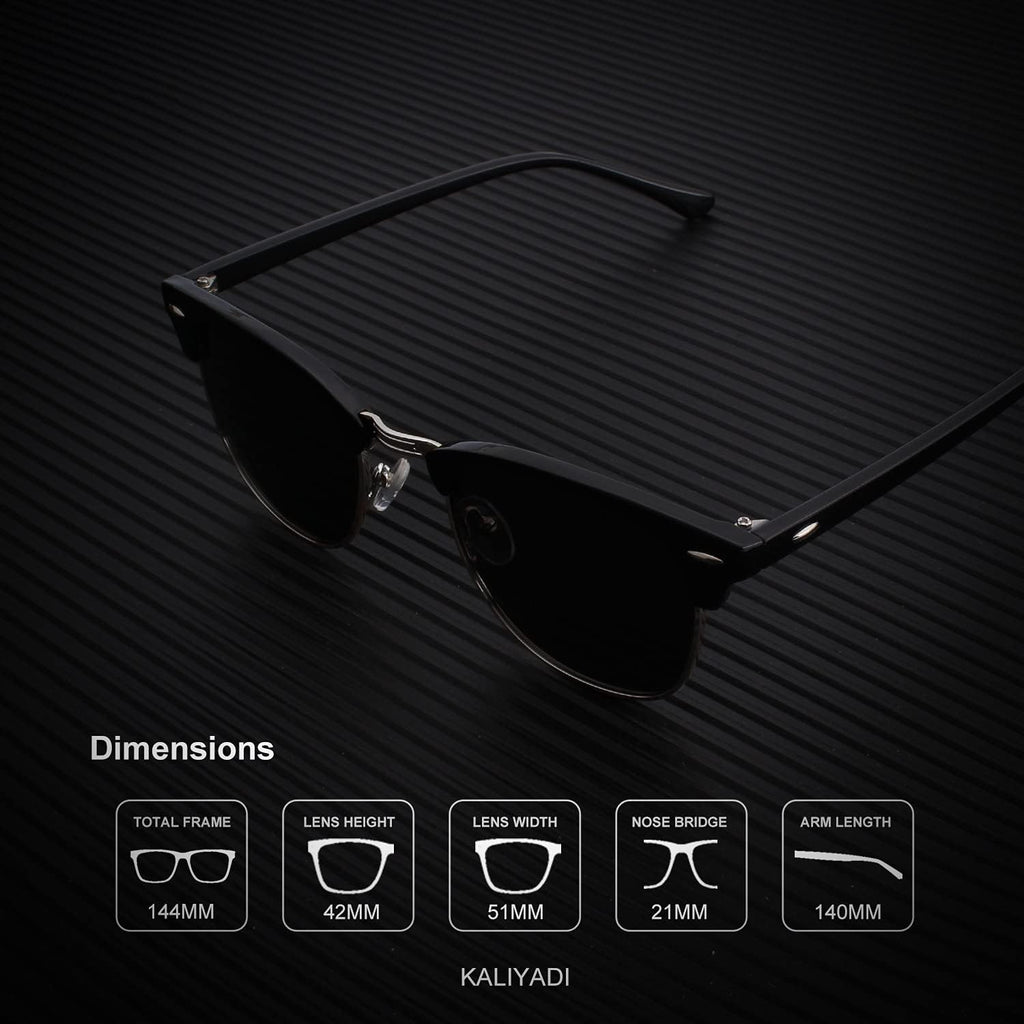 Kaliyadi Polarized Sunglasses For Men And Women Semi-Rimless Frame Driving Sun Glasses Uv Blocking