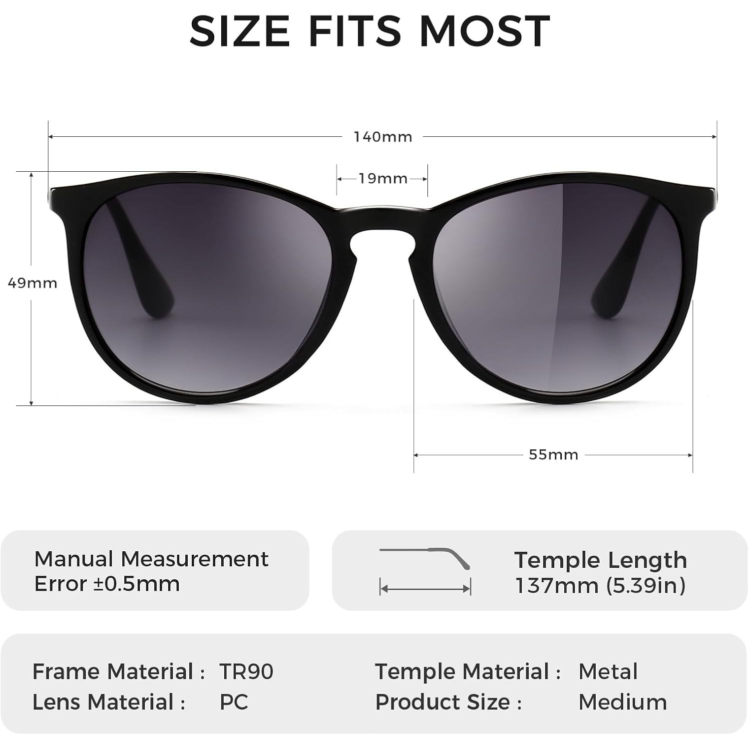 Sungait Premium Vintage Round Sunglasses For Women Men Classic Retro Trendy Style