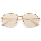 Sojos Trendy Aviator Sunglasses Mens Womens Retro Double Bridge Metal Frame Semi-Rimless Shades