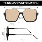 Retro Oversized Aviator Sunglasses For Women Men Square Double Bridge Pilot Sun Glasses Trendy Shades
