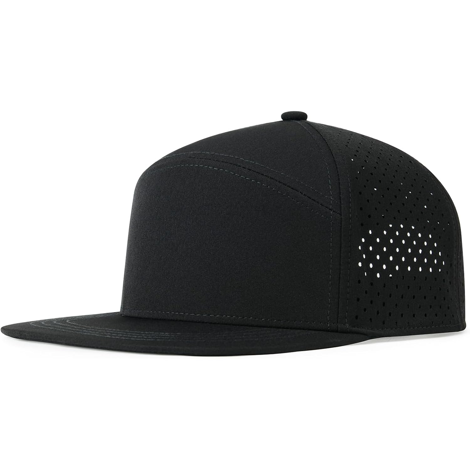 Men Flat Brim Adjustable Performance Hat Snapback Laser Perforated Baseball Cap