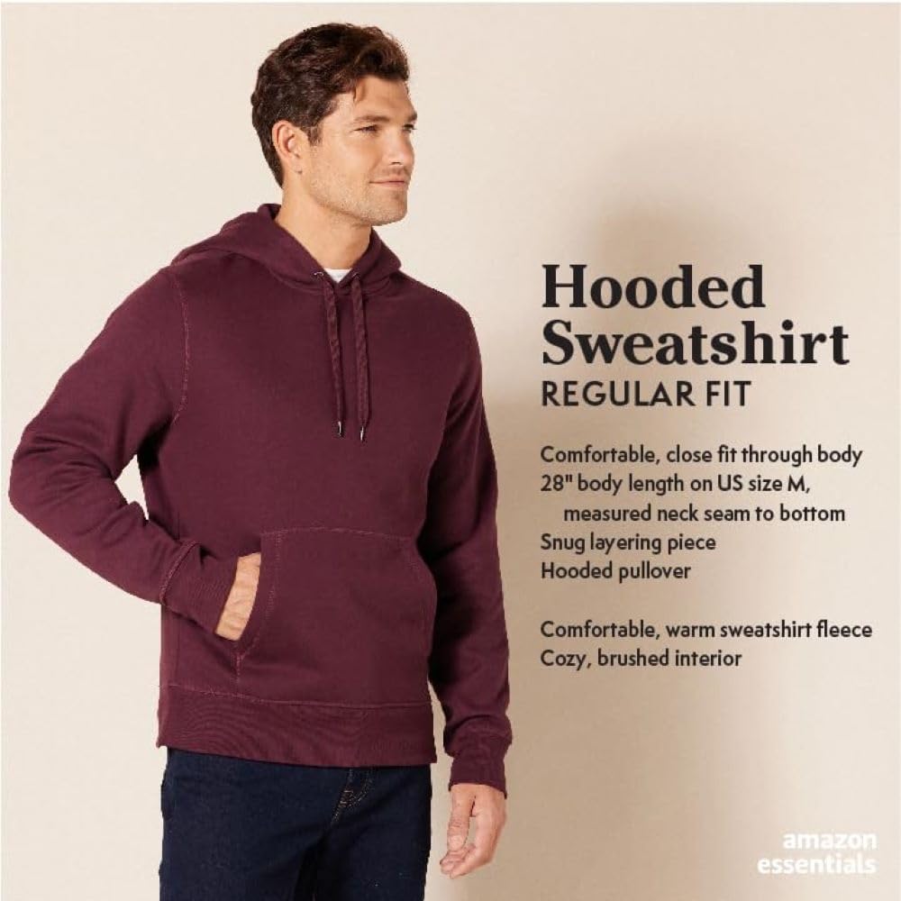Amazon Essentials Men's Pullover Sweatshirt Hoodie, Big & Tall Options Available