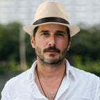 LADYBRO Straw Trilby Fedora Hat for Men 1920s Short Brim Wool Felt Panama Cap 7 1/4