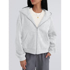 Women’s Cropped Zip-Up Hoodie – Fleece Long Sleeve Sweatshirt