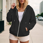 Women’s Oversized Zip-Up Hoodie – Casual Fall & Winter Sweatshirt