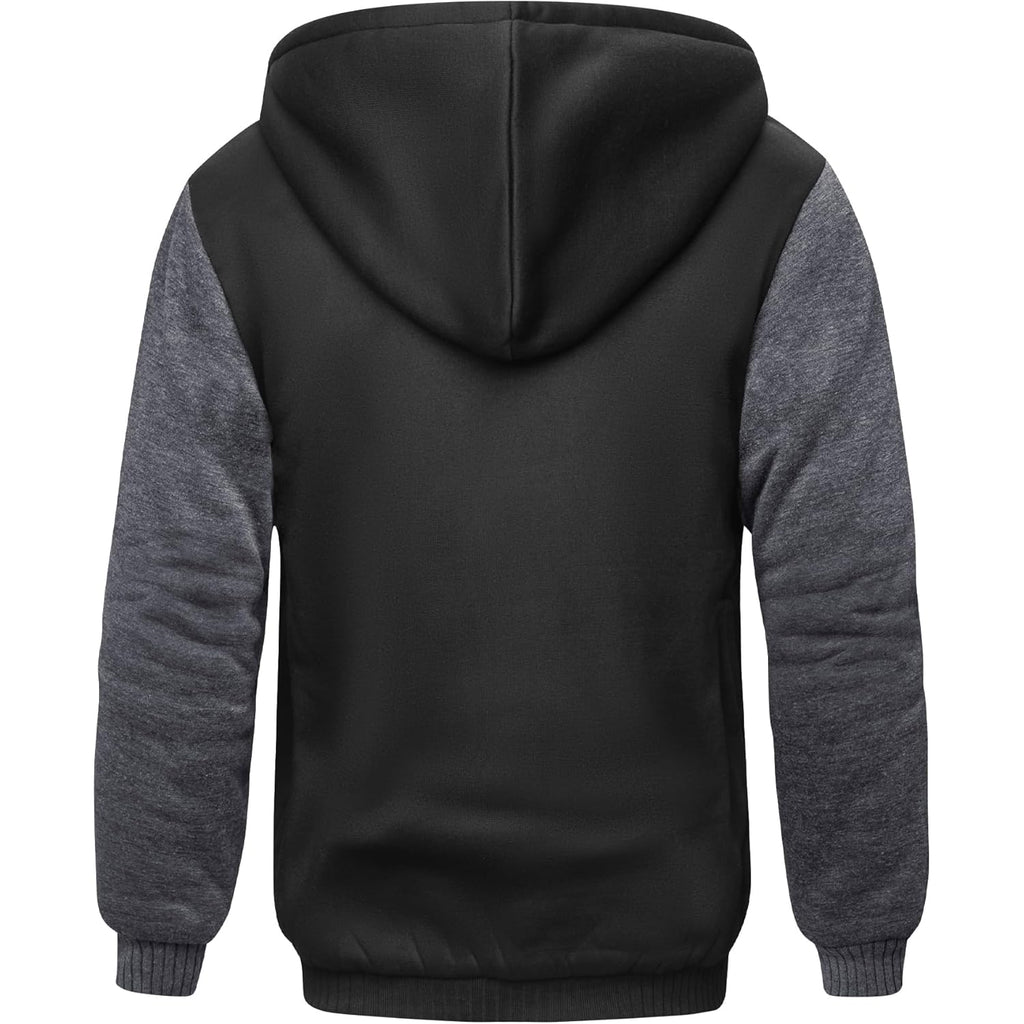 SCODI Hoodies for Men Heavyweight Fleece Sweatshirt - Full Zip Up Thick Sherpa Lined Hooded Jacket