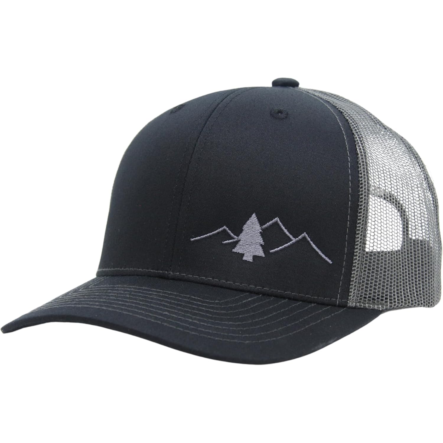 LINDO Trucker Hat [ Great Outdoors Design ] for Men and Women: Mid Profile Cap with Breathable Mesh Back and Adjustable Snap