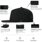 Men Flat Brim Adjustable Performance Hat Snapback Laser Perforated Baseball Cap