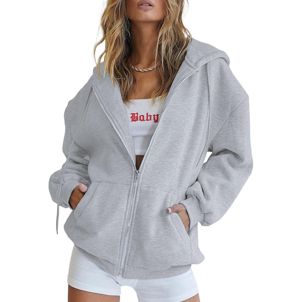 Women’s Y2K Zip-Up Hoodie – Casual Long Sleeve Track Jacket 2025