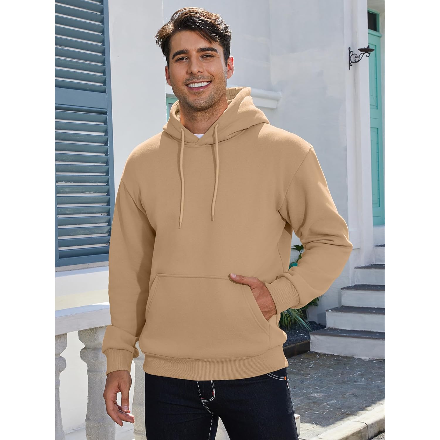 PLEPAN Hoodies for Men Casual Cotton Essentials Hoodie Pullover Long Sleeve Fleece Hooded Sweatshirts with Pockets
