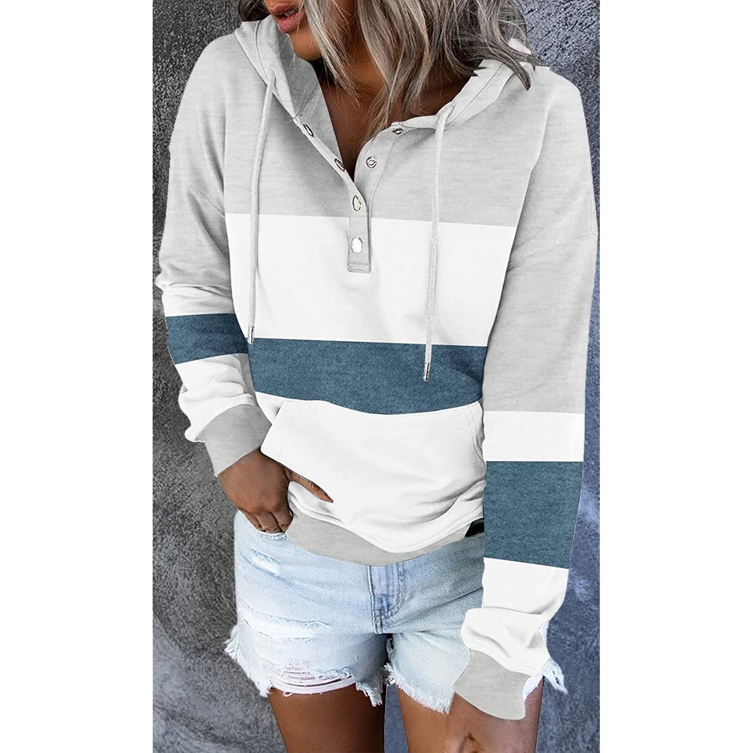 Women’s Tie-Dye Button Hoodie – Oversized Casual Long Sleeve Pullover