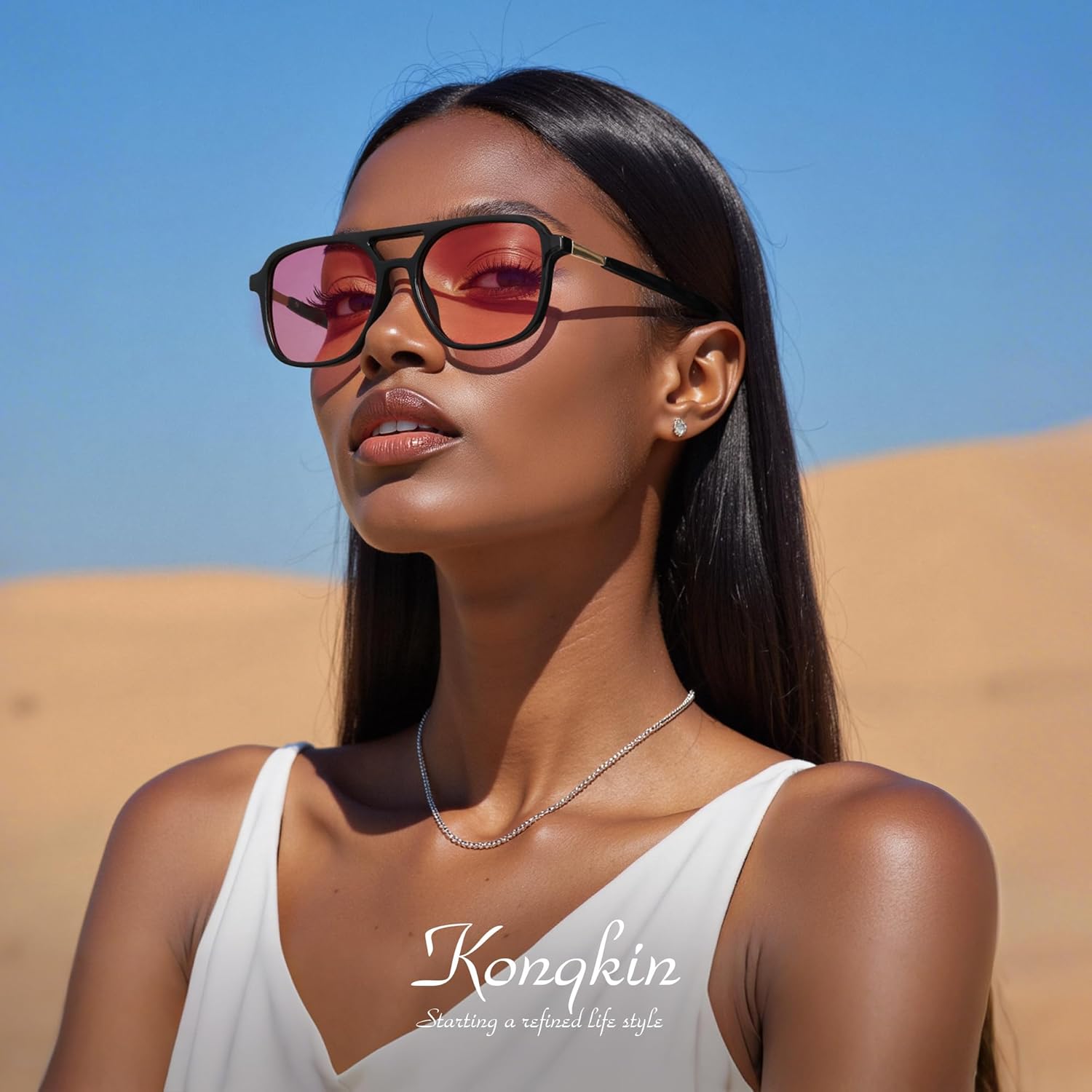 Retro Aviator Sunglasses For Women Men:Polarized Trendy Vintage Rectangle Womens Shades Sun Glasses Uv Protection