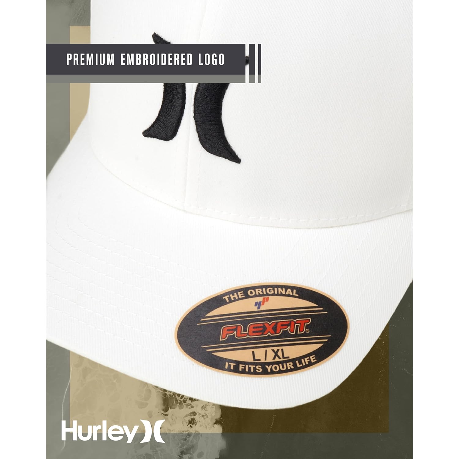 Hurley Mens Baseball Cap - Flexfit Fitted Baseball Caps for Men (Sizes: S-XL)