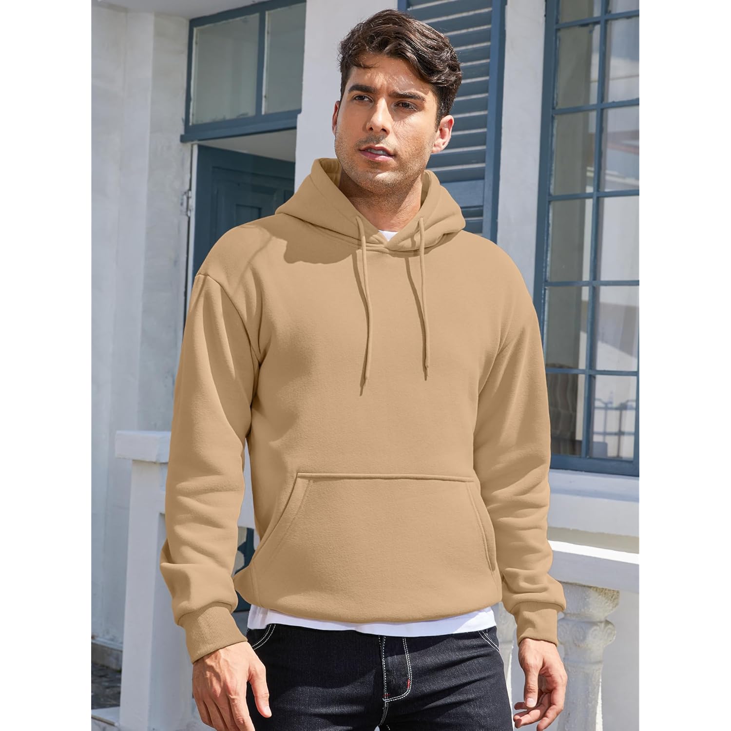 PLEPAN Hoodies for Men Casual Cotton Essentials Hoodie Pullover Long Sleeve Fleece Hooded Sweatshirts with Pockets