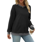 Women’s Color Block Crewneck Sweatshirt – Loose Fit Fashion Top