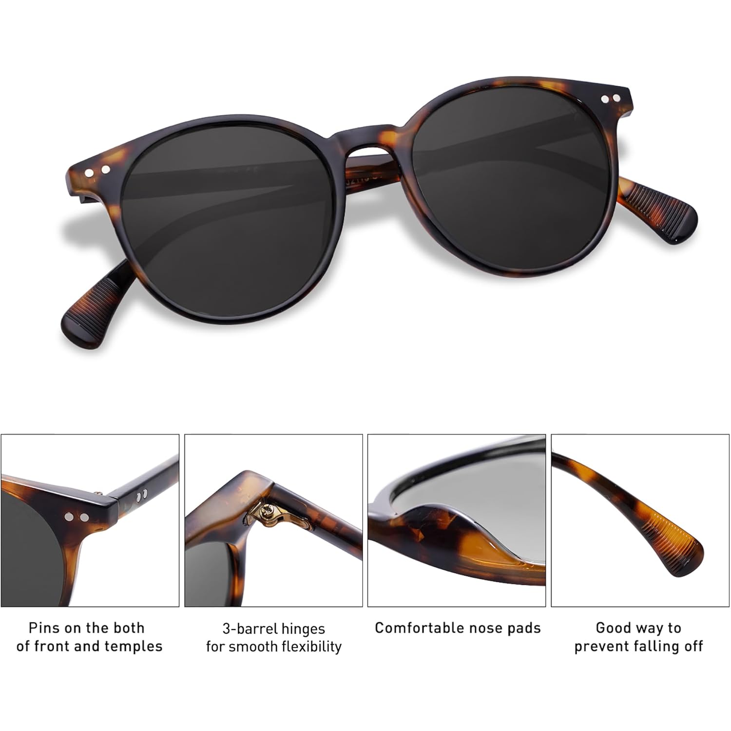 Sojos Small Round Classic Polarized Sunglasses For Women Men Vintage Style Lens May