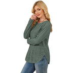 Women’s Long Sleeve Crewneck Sweatshirt – Casual Tunic Top