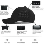 VOBOOM Men Quick Dry Baseball Cap Laser Cut Mesh Ball Curved Brim Snapback Hat