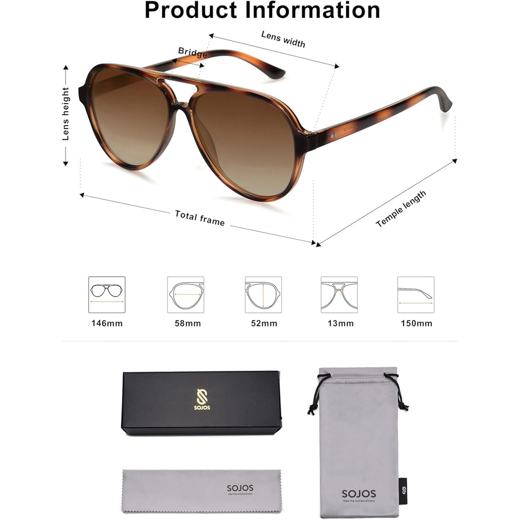 Sojos Classic Polarized Aviator Sunglasses For Women Men, Retro Trendy Aviators Shades