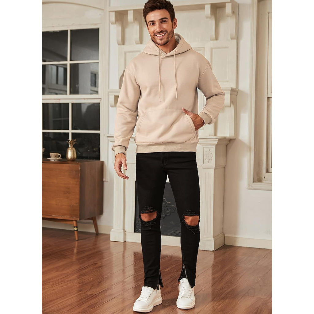 JMIERR Mens Casual Cotton Hooded Collar Drawstring Hoodies Pullover Sweatshirts Casual Long Sleeve Shirts