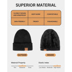 Nertpow Mens Beanie Hats 3 Pack, Winter Hats for Men Women Warm Thermal Fleece Lined, Thick Knit Fashion Skull Cap for Guys