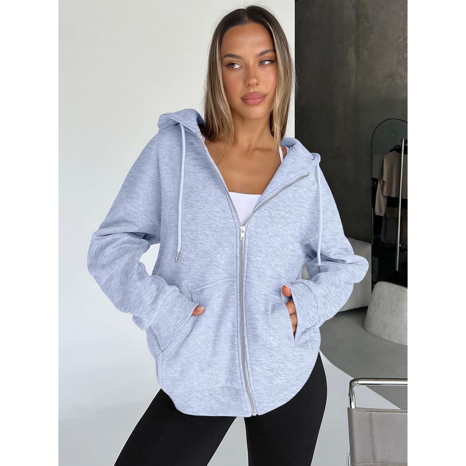 Women’s Oversized Zip-Up Hoodie – Casual Fall & Winter Fashion