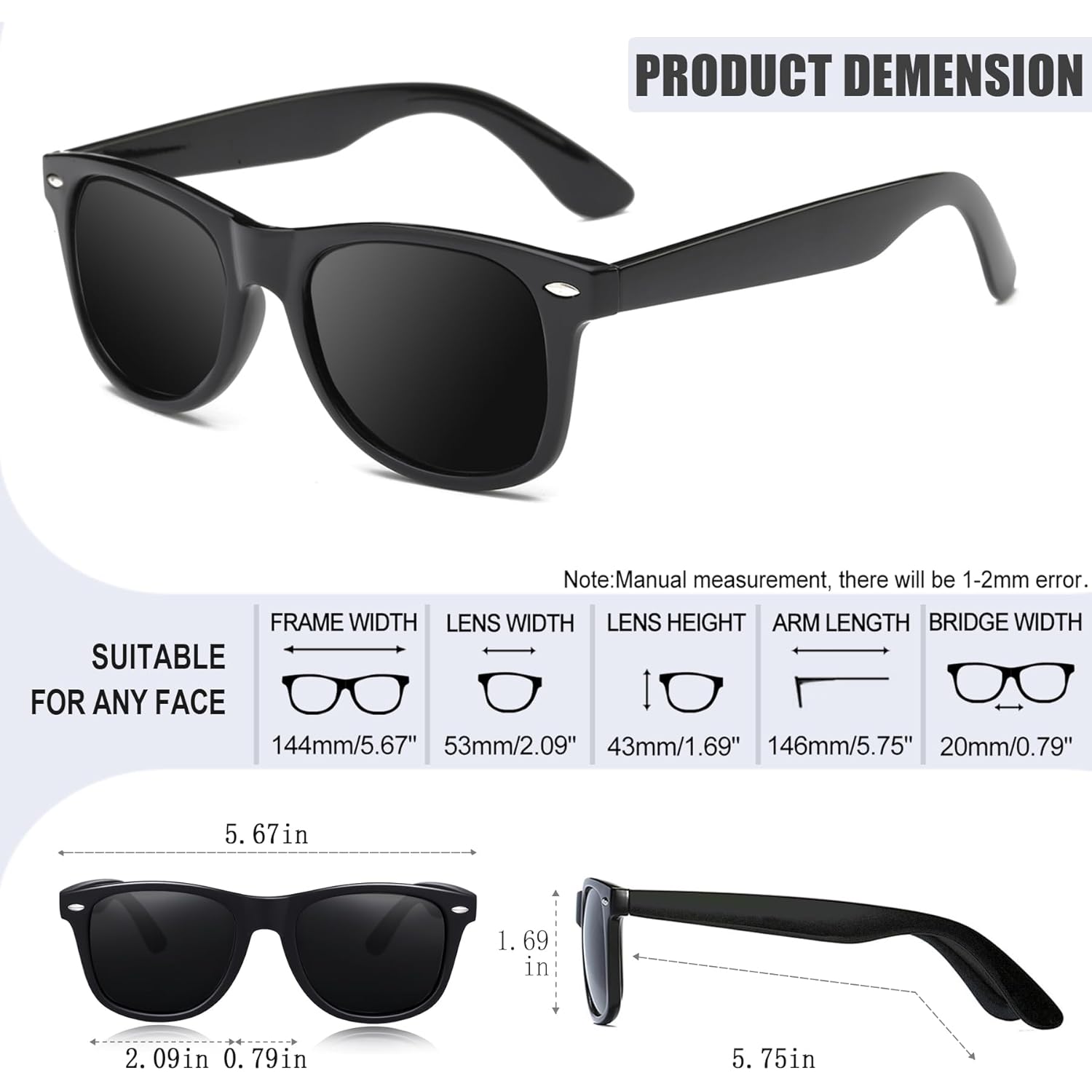 Joopin Square Sunglasses Polarized Uv Protection Trendy Designer Sun Glasses Men Women