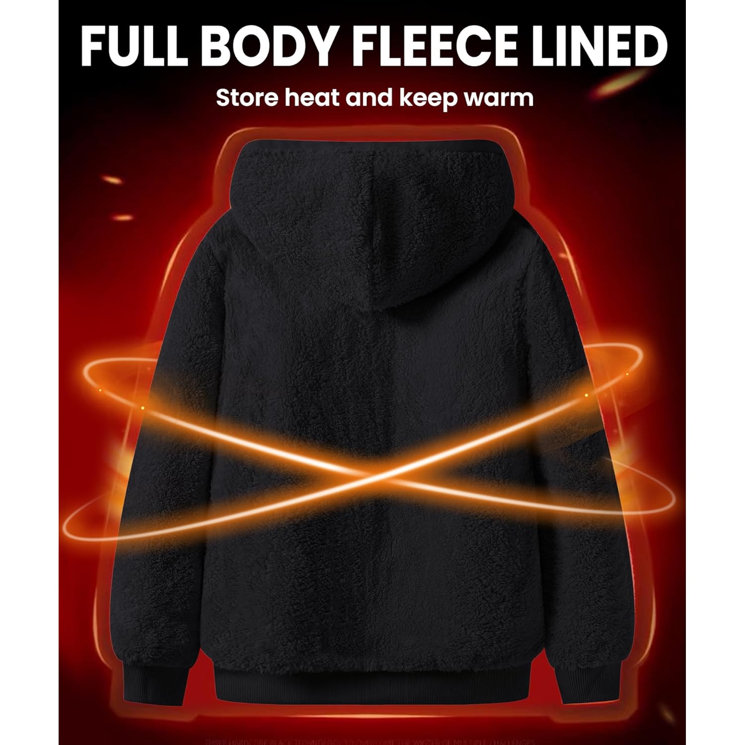 GEEK LIGHTING Hoodies for Men Heavyweight Fleece Sweatshirt - Full Zip Up Thick Sherpa Lined