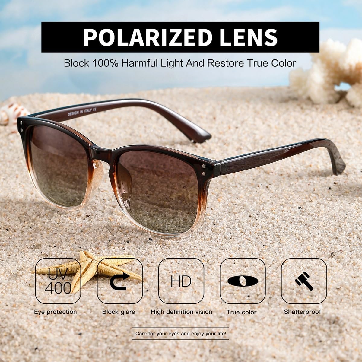 Polarized Sunglasses For Women Classic Retro Trendy Style Sun Glasses Uv Pack)