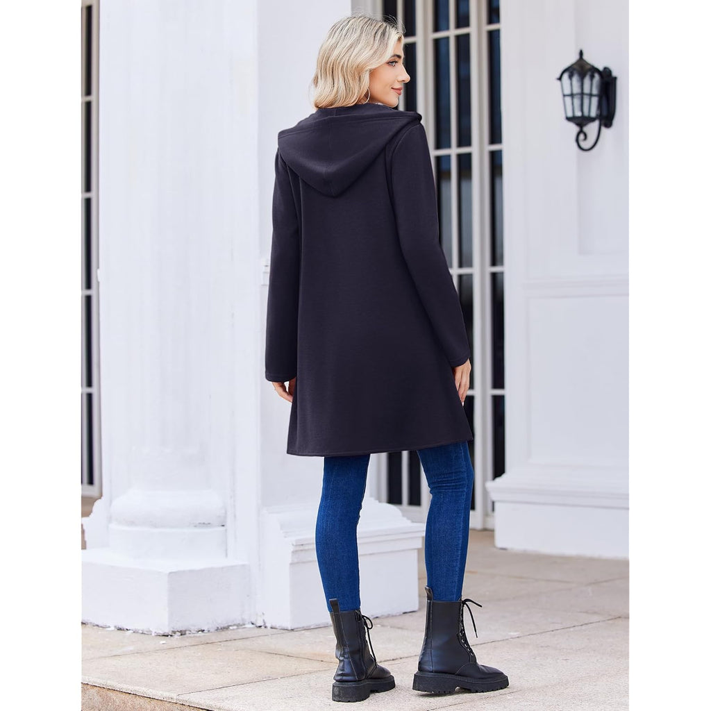 Women’s Long Fleece Zip-Up Hoodie – Oversized Casual Fall Jacket