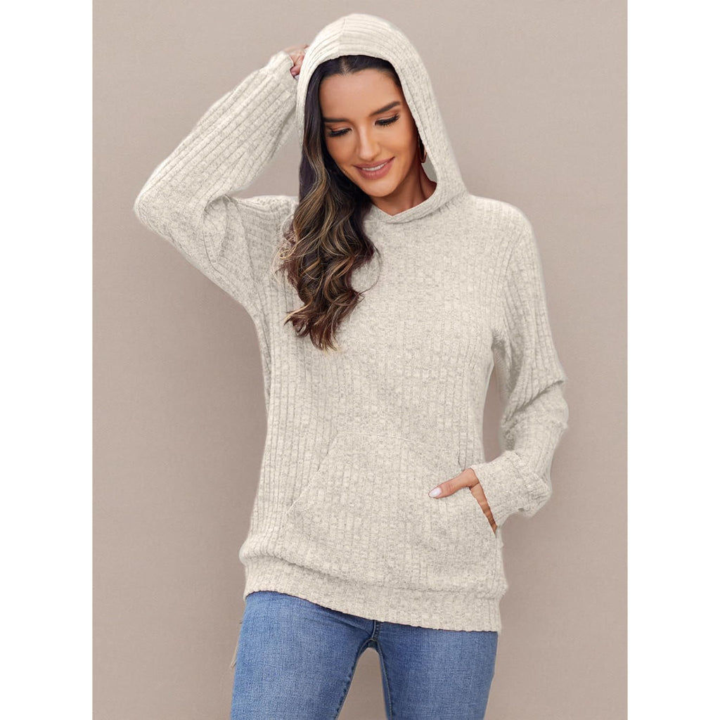 Women’s Long Sleeve Hoodie – Casual Kangaroo Pocket Fall Pullover