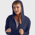 Women’s Slub Knit Full-Zip Hoodie – Textured Cotton Zip-Up Jacket