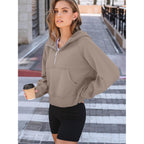 Women’s Fleece Half-Zip Hoodie – Oversized Workout Sweatshirt